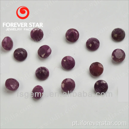 Venda por atacado 3mm redondo forma natural gemstone india rubi